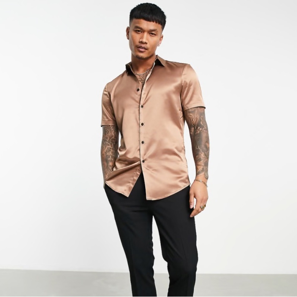 ASOS DESIGN skinny satin shirt